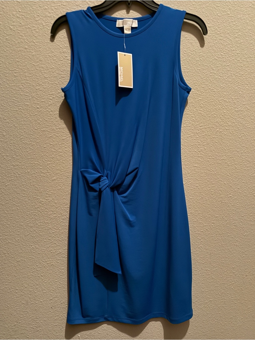NWT Michael Kors Blue Knot Front Sheath Dress Size Medium Sleeveless